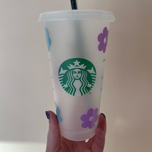 Starbucks cold cup  24oz retro flower cup personalized